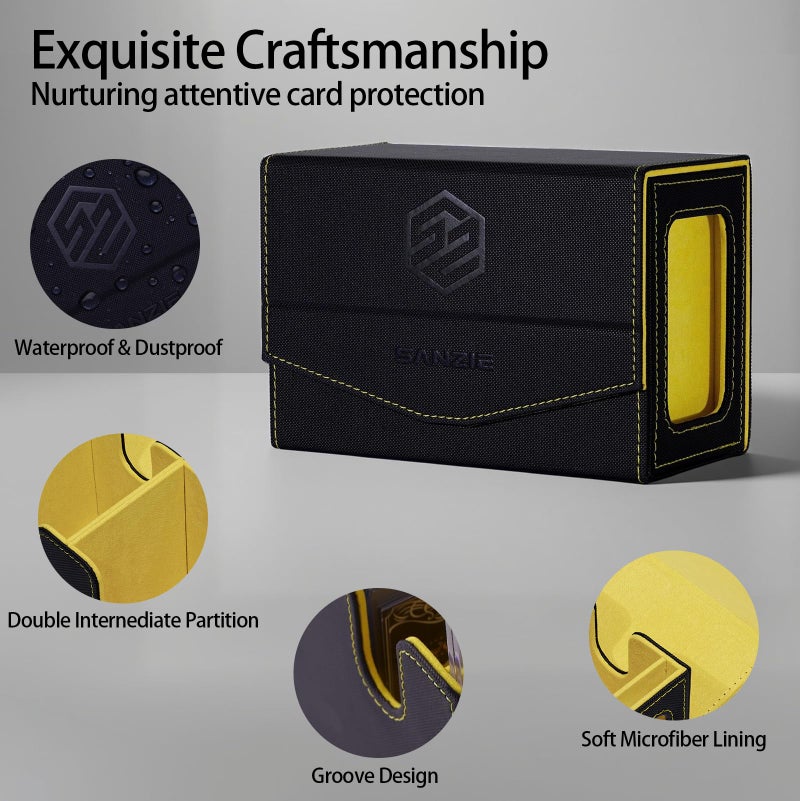 SANZIE Card Deck Box for MTG Commander Deck Box with 2 Toploaders 35PT fits 240+ Single Sleeved Trading Cards PTCG TCG Deck Box for Trading Cards (Black) - Image 3