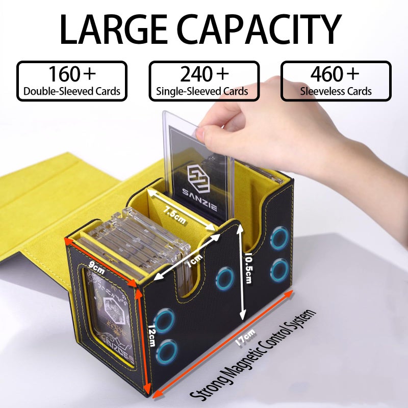 SANZIE Card Deck Box for MTG Commander Deck Box with 2 Toploaders 35PT fits 240+ Single Sleeved Trading Cards PTCG TCG Deck Box for Trading Cards (Black) - Image 2