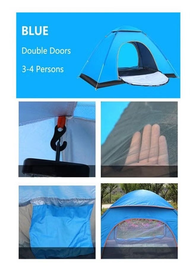 BLOOMING TIME Automatic Pop-Up Tent For 3-4 People, Waterproof, Sunscreen, Essential For Camping, Blue  - Image 4