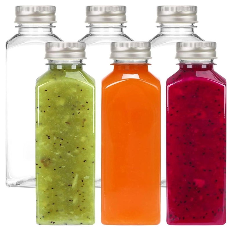 MOMENT 6pcs 500ml Plastic Juice Bottles with Caps, Clear Empty Reusable Water Bottles, Disposable Beverage Containers Bulk for Juicing Smoothies Turmeric Juice Milk and Other Beverages