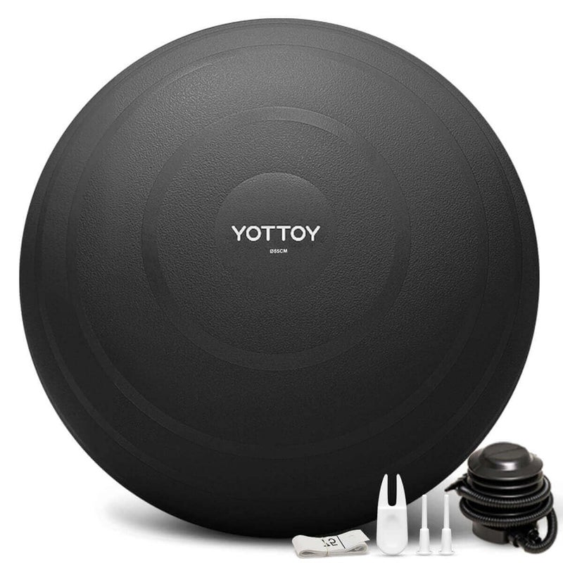 YOTTOY Anti-Burst Exercise Ball for Working Out, Yoga Ball for Pregnancy,Extra Thick Workout Ball for Physical Therapy,Fitness with Pump (Black) - Image 1