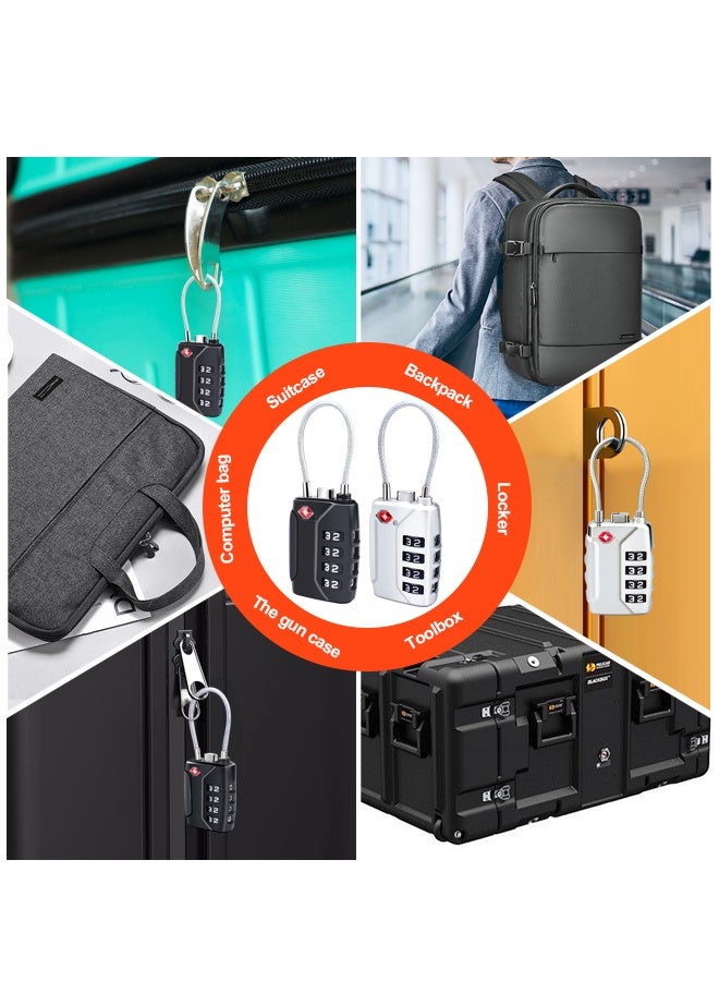 Tersely [2 Pack] TSA Approved Luggage Locks,4-Digit Security Suitcase Locks,Combination Padlock for Suitcases Flexible Cable Travel Lock (Black+Black) - Image 5