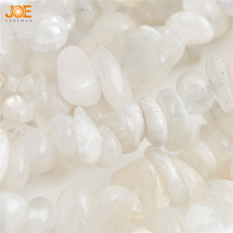JOE FOREMAN 6-8mm Natural Moonstone Gravel Gemstone Chips Freeform Loose Beads for Jewelry Making Wholesale Cream White 34" - Image 3