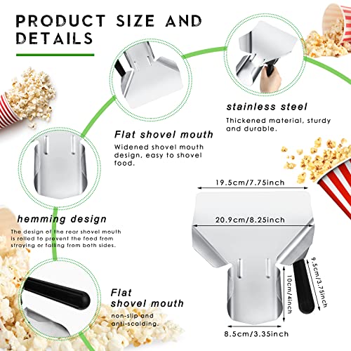 Saffica 4 Pieces 12 oz Aluminium Popcorn Scoop Stainless Steel Metal French Fry Scoop Salt Shaker Dredge Round Bottom Utility Scoop with Finger Groove Handle for Snacks Desserts Ice Corn Small Popcorn Machine - Image 2