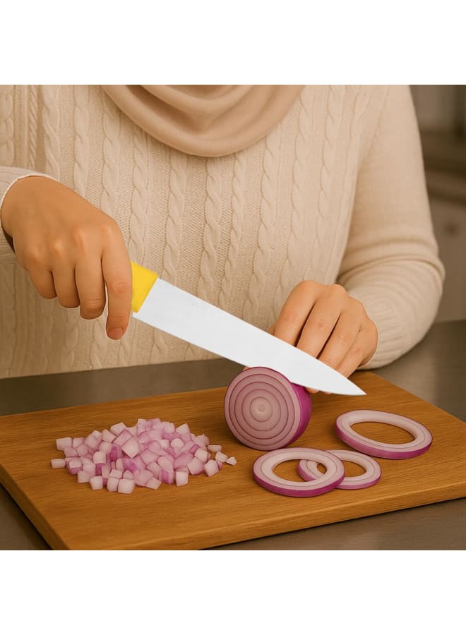 TRAMONTINA Professional Meat Knife – 8-Inch Stainless Steel Blade with Yellow Textured Polypropylene Handle – Ergonomic & Sturdy - Image 3