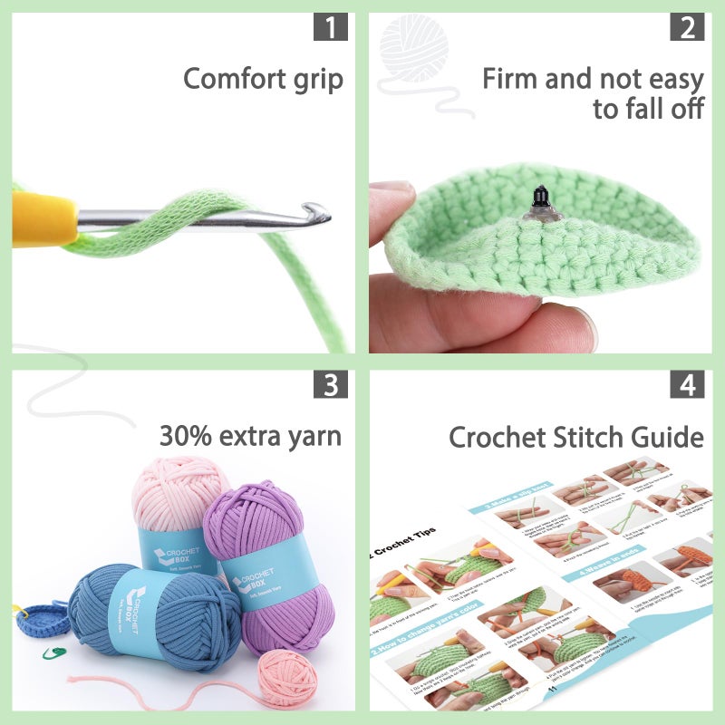 CrochetBox Crochet Kit for Beginners: Highland Cow Crochet Kit, Learn to Crochet, Include Easy Knitting Soft Yarn, Step-by-Step Video Tutorial, Hook, Holiday Birthday Gift for Adults and Teen(30%+ Yarn) - Image 5
