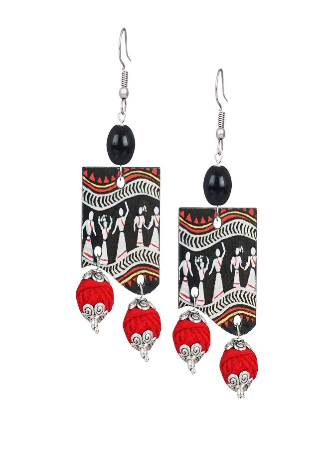 JFL - Jewellery for Less Oxidised Sliver Plated Warli Art Pendant Beaded Cotton Thread Balls Handcrafted Necklace Set for Women and Girls.(Black),Valentine - Image 5