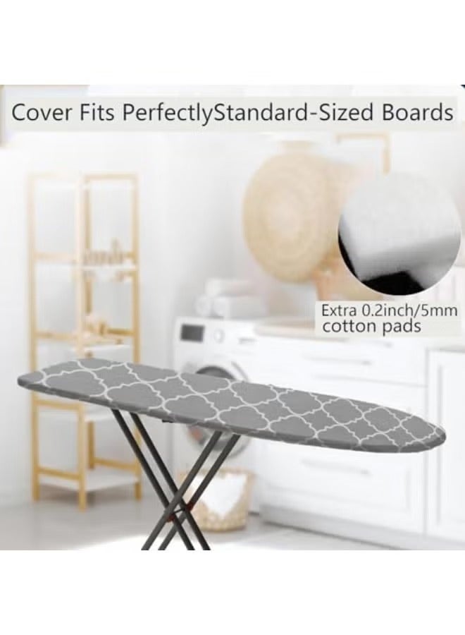 Arabest Ironing Board Cover,110cm×34cm with 5mm Thickened Foam 100% Cotton Material 4 Elastic Fasteners,Scorch & Stain-Resistant iron table cover Heat-resistant, non-slip foldable design - Image 4