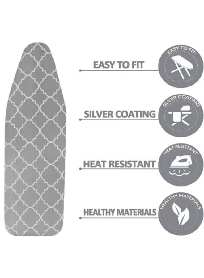 Arabest Ironing Board Cover,110cm×34cm with 5mm Thickened Foam 100% Cotton Material 4 Elastic Fasteners,Scorch & Stain-Resistant iron table cover Heat-resistant, non-slip foldable design - Image 2