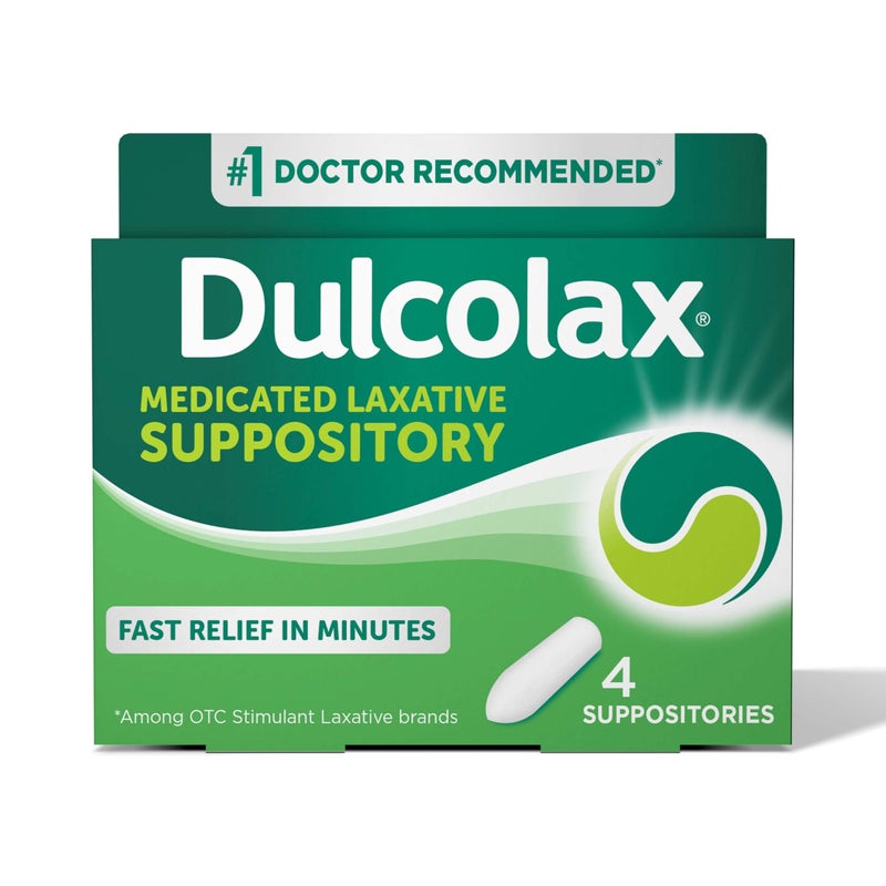 Dulcolax Stimulant Laxative Medicated Suppositories Predictable Effective Constipation Relief Bisacodyl 10 mg 4 Count