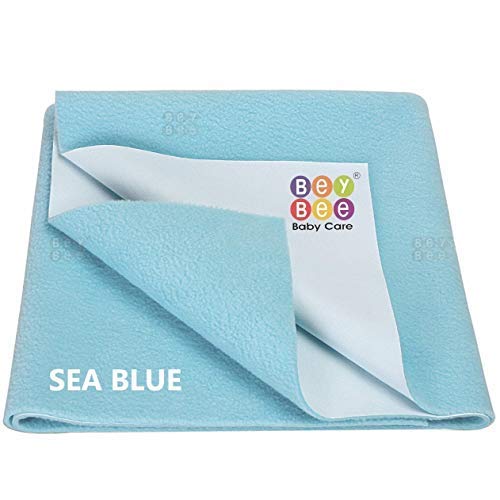 Bey Bee BeyBee Waterproof Quick Dry Sheet for Baby Bed Pad AntiPiling Fleece Extra Absorbent Washable Matress Protector Baby Bed Protector Sheet for Toddler Children Large Size 140x100cm Sea Blue - Image 2