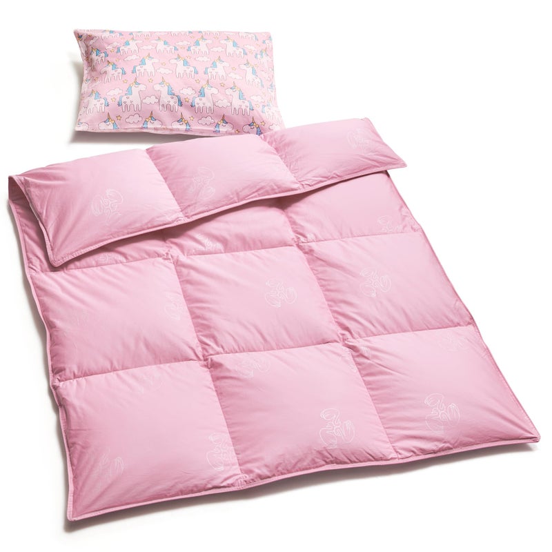 ZPECC Toddler Goose Down Comforter 41x48 Hypoallergenic Baby Duvet Insert Soft Lightweight All Season Quilt Blanket for Crib Daycare Stroller Pink
