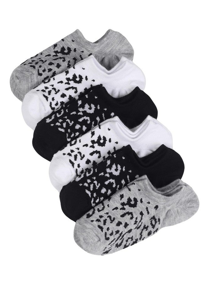 WDIRARA جوارب نسائية من WDIRARA، 6 أزواج، بنقشة جلد النمر، قصيرة، غير ظاهرة، متعددة الألوان، مقاسات 36-39 - Image 1