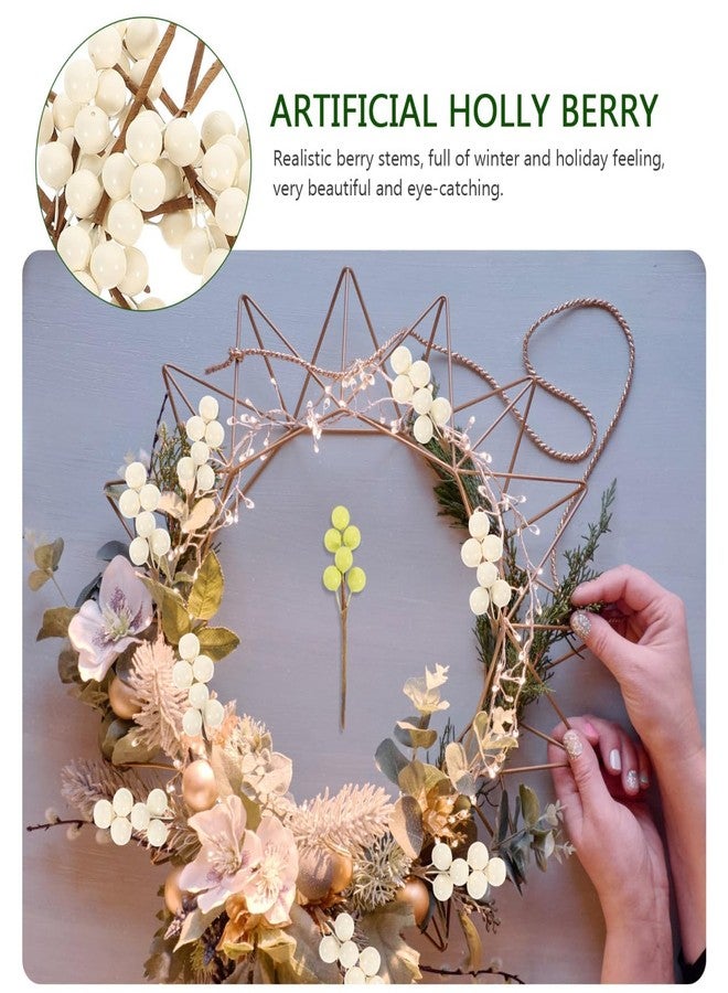 DIYEAH 30pcs White Artificial Berry Picks, 8.6cm Faux Holly Berry Stems for Christmas Tree, Wreath Making, DIY Crafts, Holiday Decorations - Image 4