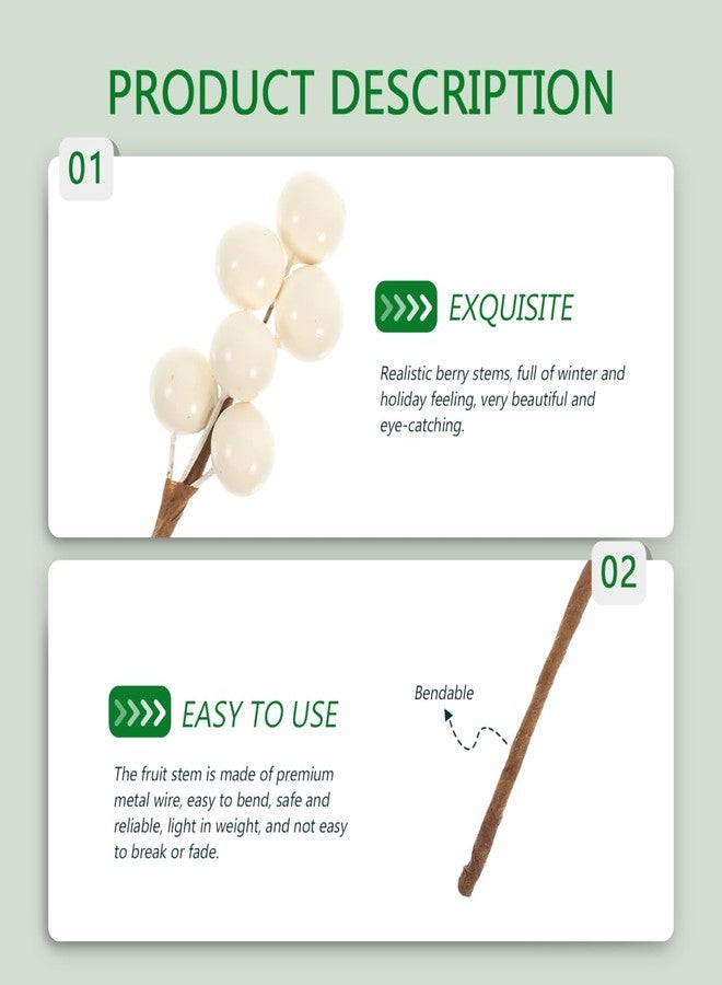 DIYEAH 30pcs White Artificial Berry Picks, 8.6cm Faux Holly Berry Stems for Christmas Tree, Wreath Making, DIY Crafts, Holiday Decorations - Image 3