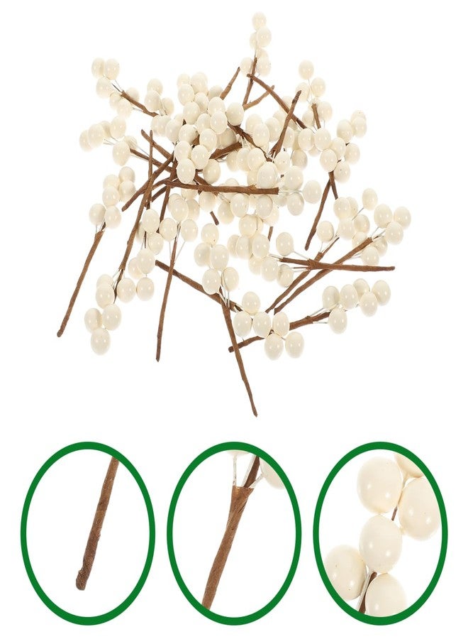 DIYEAH 30pcs White Artificial Berry Picks, 8.6cm Faux Holly Berry Stems for Christmas Tree, Wreath Making, DIY Crafts, Holiday Decorations - Image 2