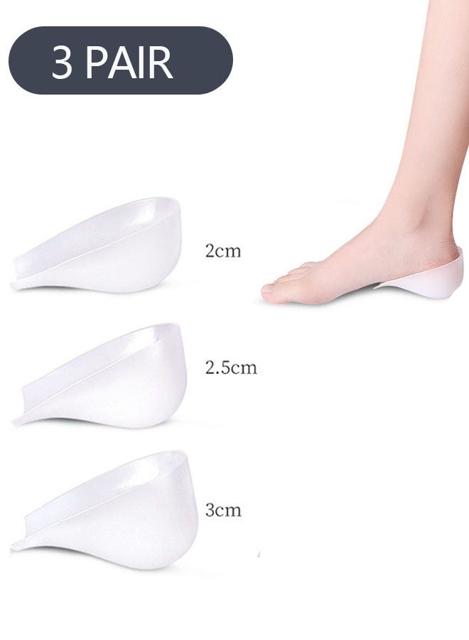 3-Pairs Unisex Invisible Height Increase Insoles, Silicone Heel Protector Shoe Lift Heel Pads Height Increase Insole In Socks (2cm&2.5cm&3cm) - Image 1
