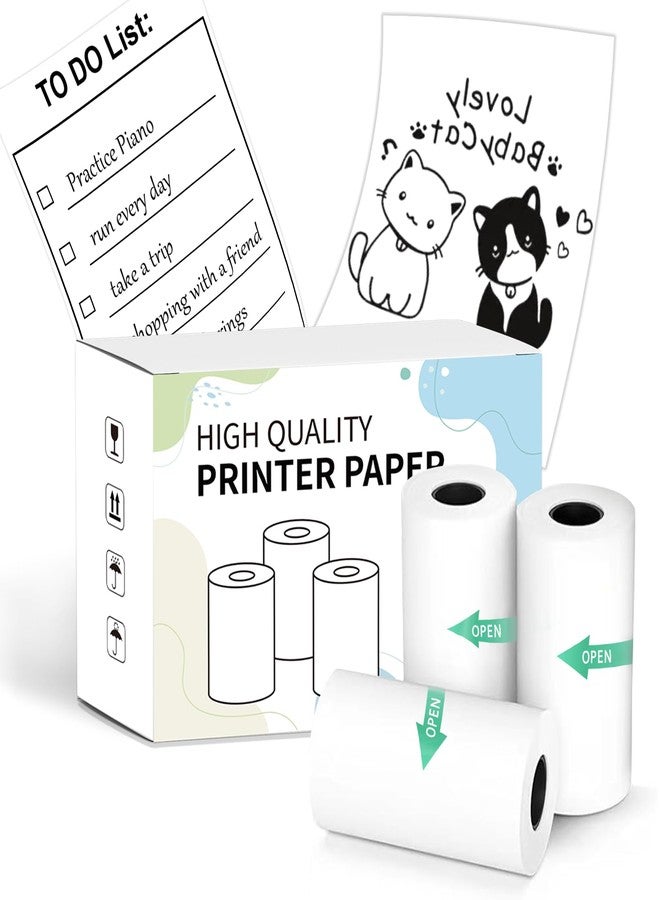 NDYIN Self-Adhesive Thermal Paper, 57mm × 2.8m Mini Printer Papers Sticker Paper Thermal Printing Labels, Black on White, Compatible with D20, D21, S1 Mini Label Printers, 3 Rolls - Image 1