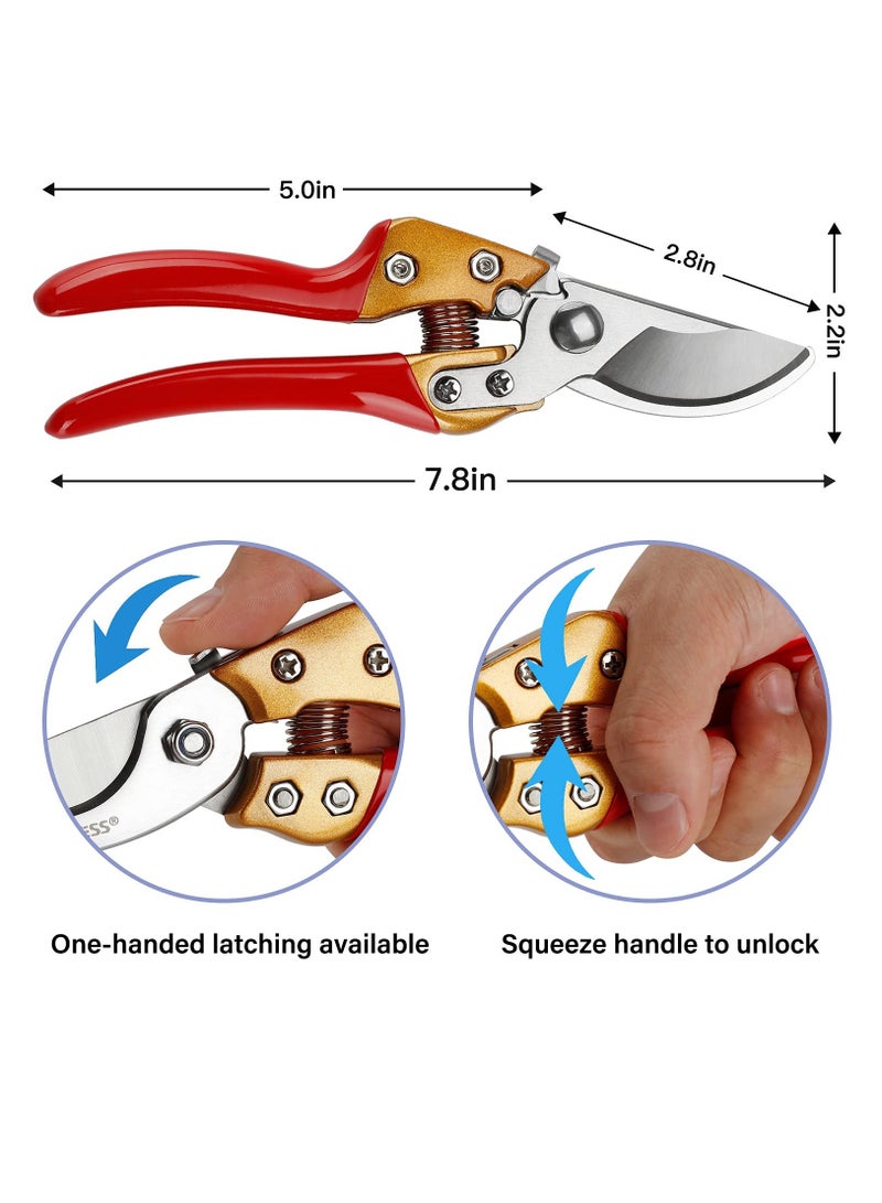 SOLARAE Pruning Shears for Gardening, Professional Hand Garden Shears Heavy Duty, Sharp Precision Ground Steel Blade Bypass Garden Scissors, for Flowers, Houseplants, Bonsai or Garden, 8" - Image 3