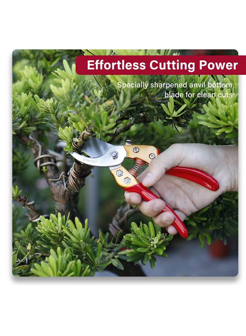 SOLARAE Pruning Shears for Gardening, Professional Hand Garden Shears Heavy Duty, Sharp Precision Ground Steel Blade Bypass Garden Scissors, for Flowers, Houseplants, Bonsai or Garden, 8" - Image 2