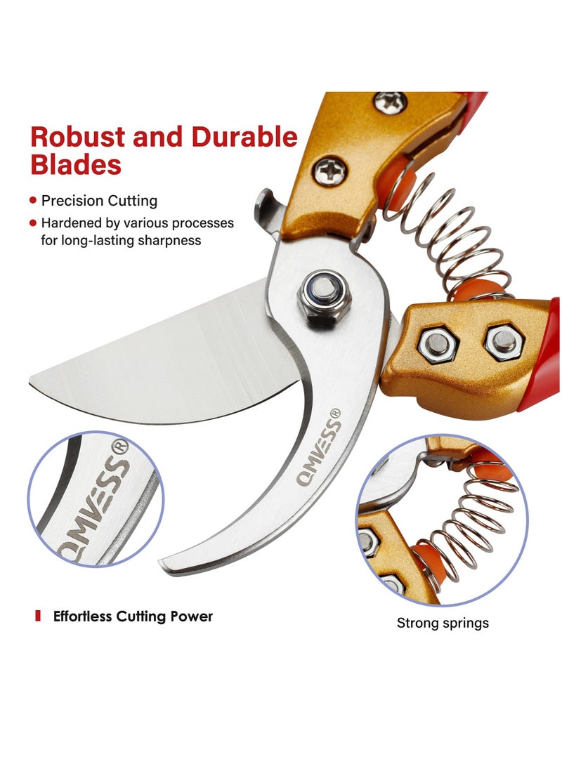 SOLARAE Pruning Shears for Gardening, Professional Hand Garden Shears Heavy Duty, Sharp Precision Ground Steel Blade Bypass Garden Scissors, for Flowers, Houseplants, Bonsai or Garden, 8" - Image 4