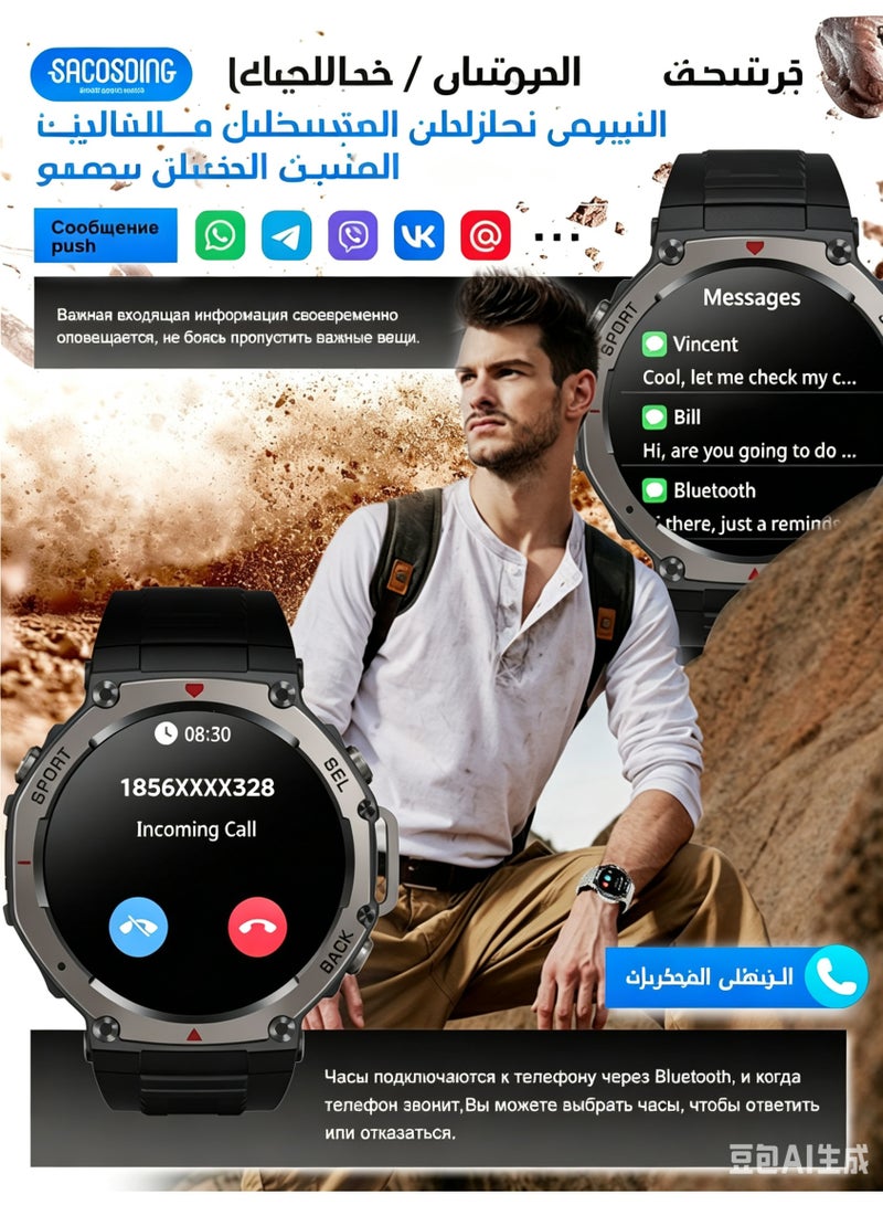 Outdoor GPS Smartwatch for men with compass and barometer altitude , 1.43" AMOLED Display, Titanium Alloy, 5ATM Waterproof, 30-Day Battery - Image 5