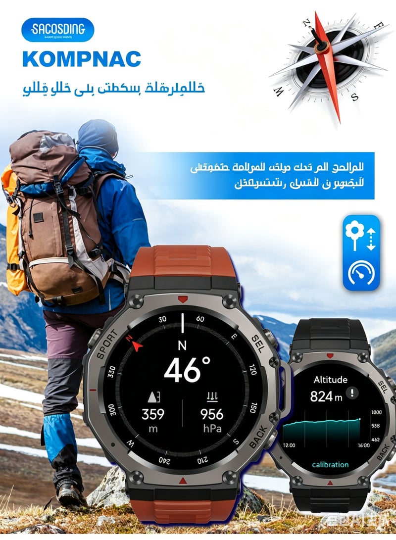 Outdoor GPS Smartwatch for men with compass and barometer altitude , 1.43" AMOLED Display, Titanium Alloy, 5ATM Waterproof, 30-Day Battery - Image 4