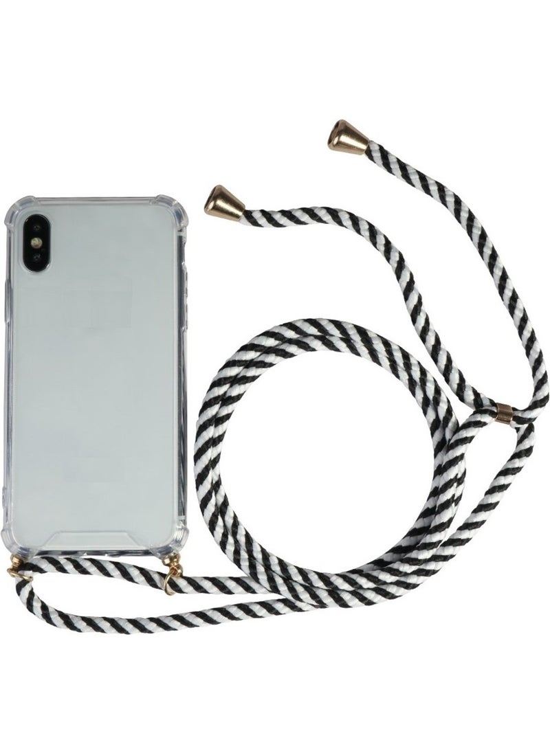 TahTicMer - Huawei Y6 2019 Mrd-Lx1 Case Shoulder Neck Strap Rope Transparent Anti-Shock X-Rop Case Four-Corner Impact Protection - Image 1