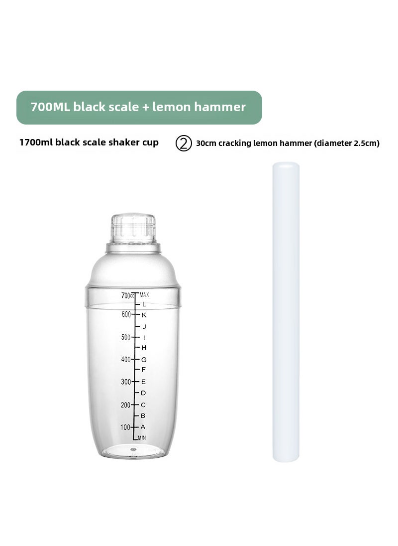 Generic - Hengzhi with scale PC resin sheake pot bar stainless steel wine Shaker milk tea shop utensils sheake CupThe New four section Shick Cup 700ml + pp lemon hammer 30cm The New four section Shick Cup 700ml + pp lemon hammer 30cm - Image 1