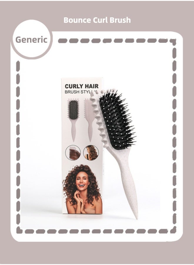 فرشاة ارتداد، فرشاة ارتداد مميزة، فرشاة مميزة، فرشاة شاة مميزة، فرشاة تصفيف، فرشاة تشكيل وتحديد تجعدات للفتيات (اللون: بيجي) - Image 1