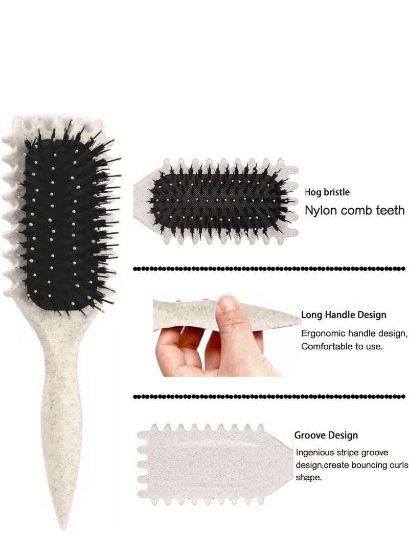 QINGYAN Bounce Curl Brush,Bounce Curl Defining Brush,Curl Defining Brush,Hair Brush Styling Brush,Shaping and Defining Curls for Women Girls (Color : Beige) - Image 3