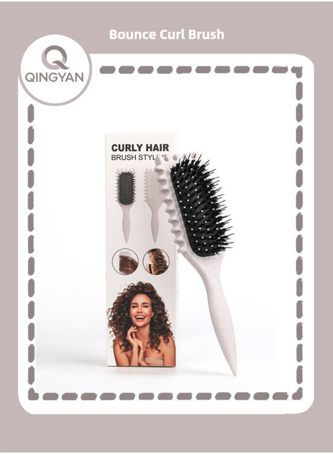 QINGYAN Bounce Curl Brush,Bounce Curl Defining Brush,Curl Defining Brush,Hair Brush Styling Brush,Shaping and Defining Curls for Women Girls (Color : Beige) - Image 1