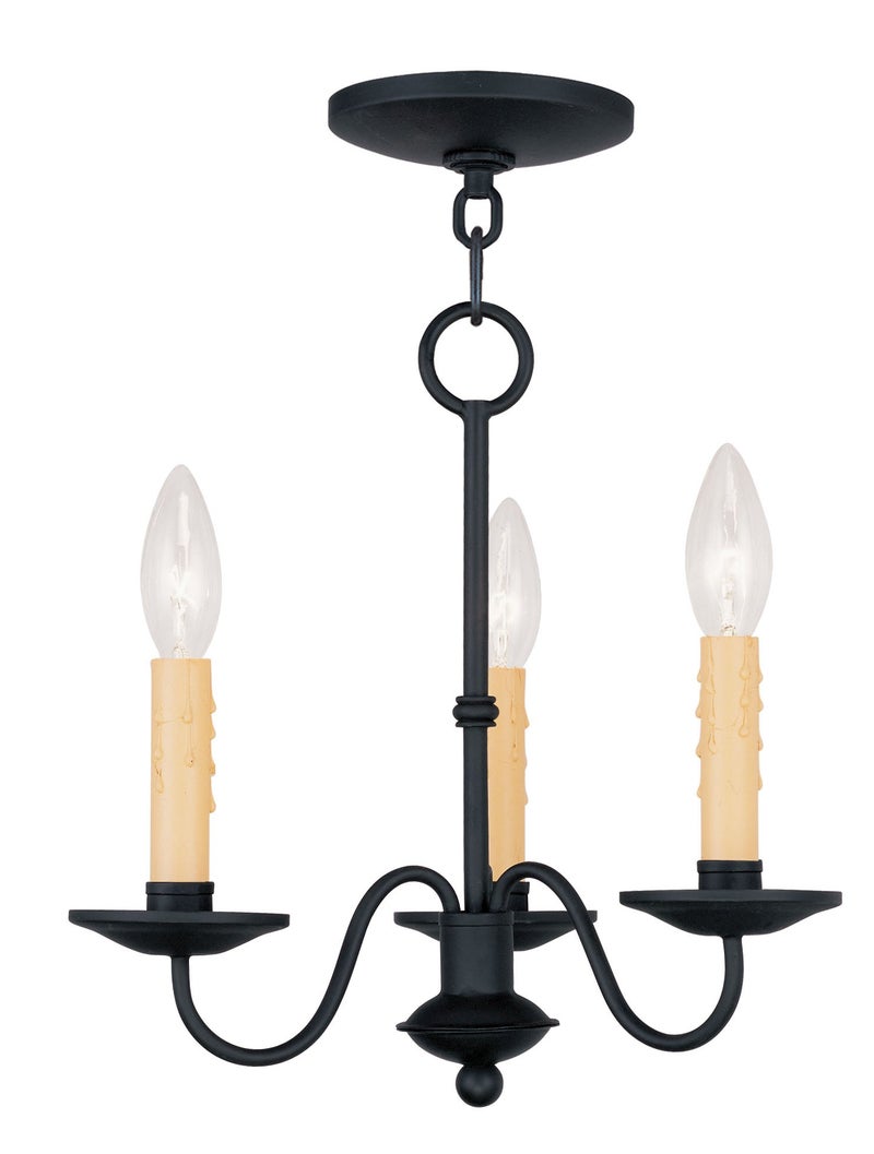 Livex Lighting 4463-04 Heritage 3-Light Mini Chandelier, Black - Image 1