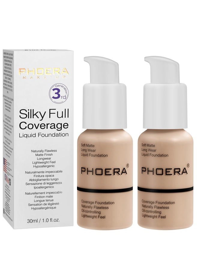 Hilareco PHOERA Matte Liquid Foundation & Full Coverage Concealer, 30ml 24HR Matte Oil Control (2pcs- Nude) - Image 1