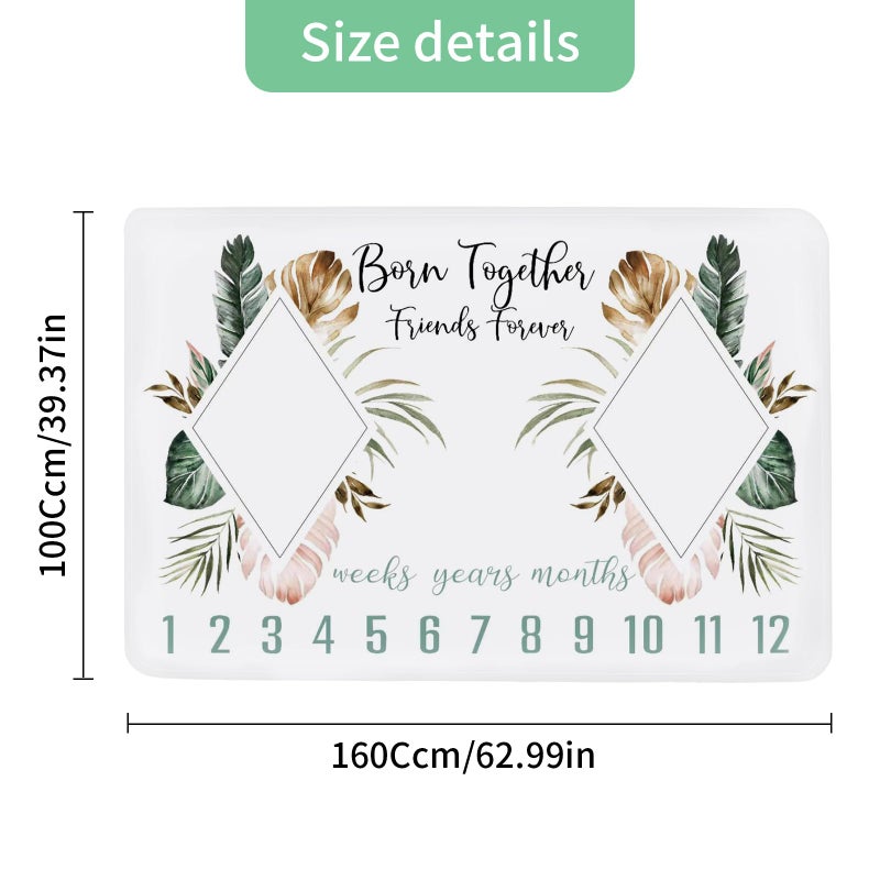 wocharm Baby Milestone Mat Blanket photo prop with floral numbers Newborn Boy Girl Gift(Prismatic) - Image 2