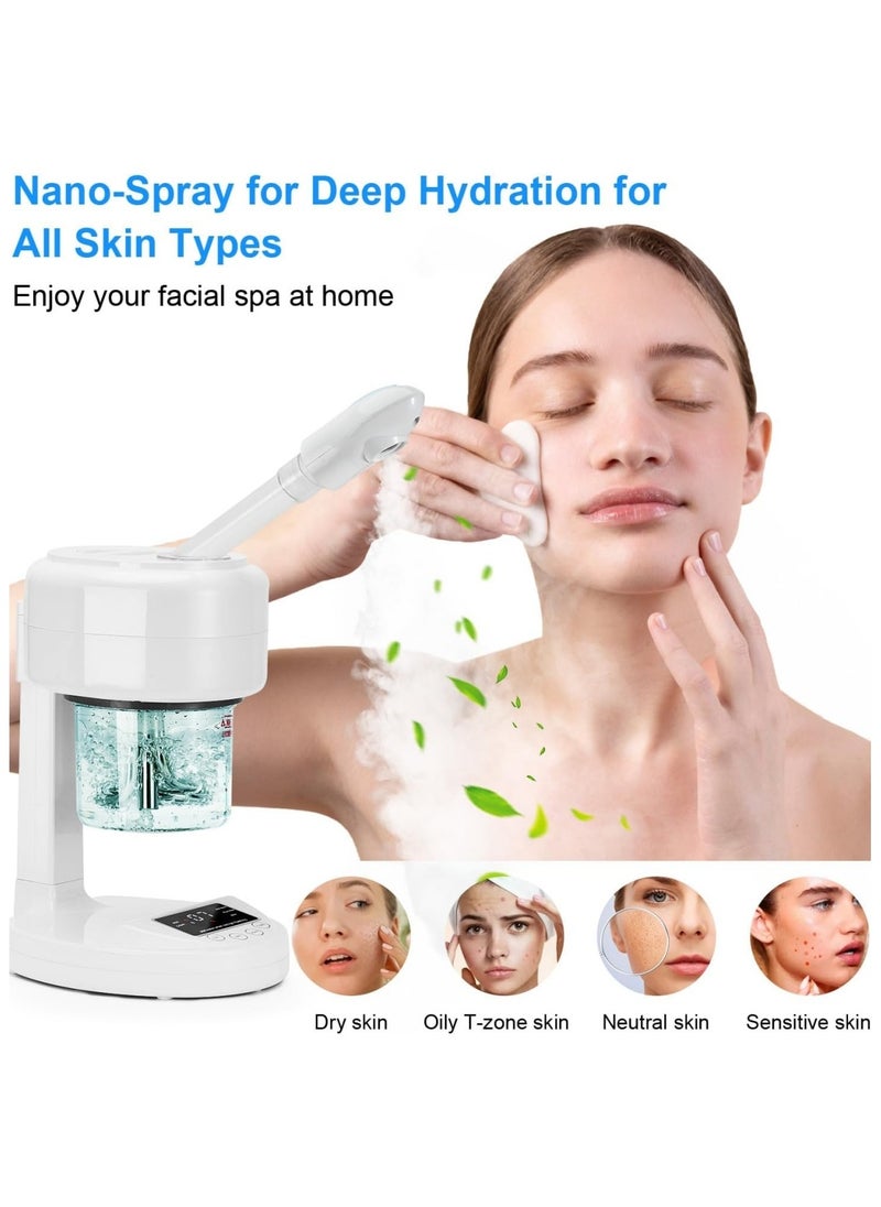 Ru syanl Facial Steamer Nano Ionic Face Steamer with Extendable Arm Portable Facial Steamer 360° Rotating Nozzle Esthetician Vaporizer for Personal Care at Home or Salon  - Image 3