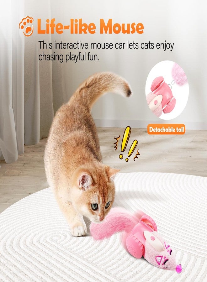 Migipaws Automatic Cat Toys, Plush Cat Mouse Toy, Interactive Toy for Indoor Cats, Smart Moving Kitten Toy, Rechargeable (Pink) - Image 2