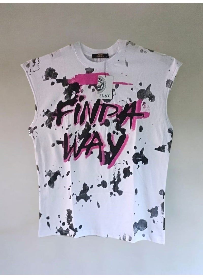 PLAY Men’s Sleeveless T-Shirt – Trendy  Design | Soft & Breathable Cotton for Everyday Comfort - Size L - Image 1