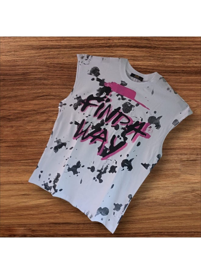 PLAY Men’s Sleeveless T-Shirt – Trendy  Design | Soft & Breathable Cotton for Everyday Comfort - Size L - Image 2