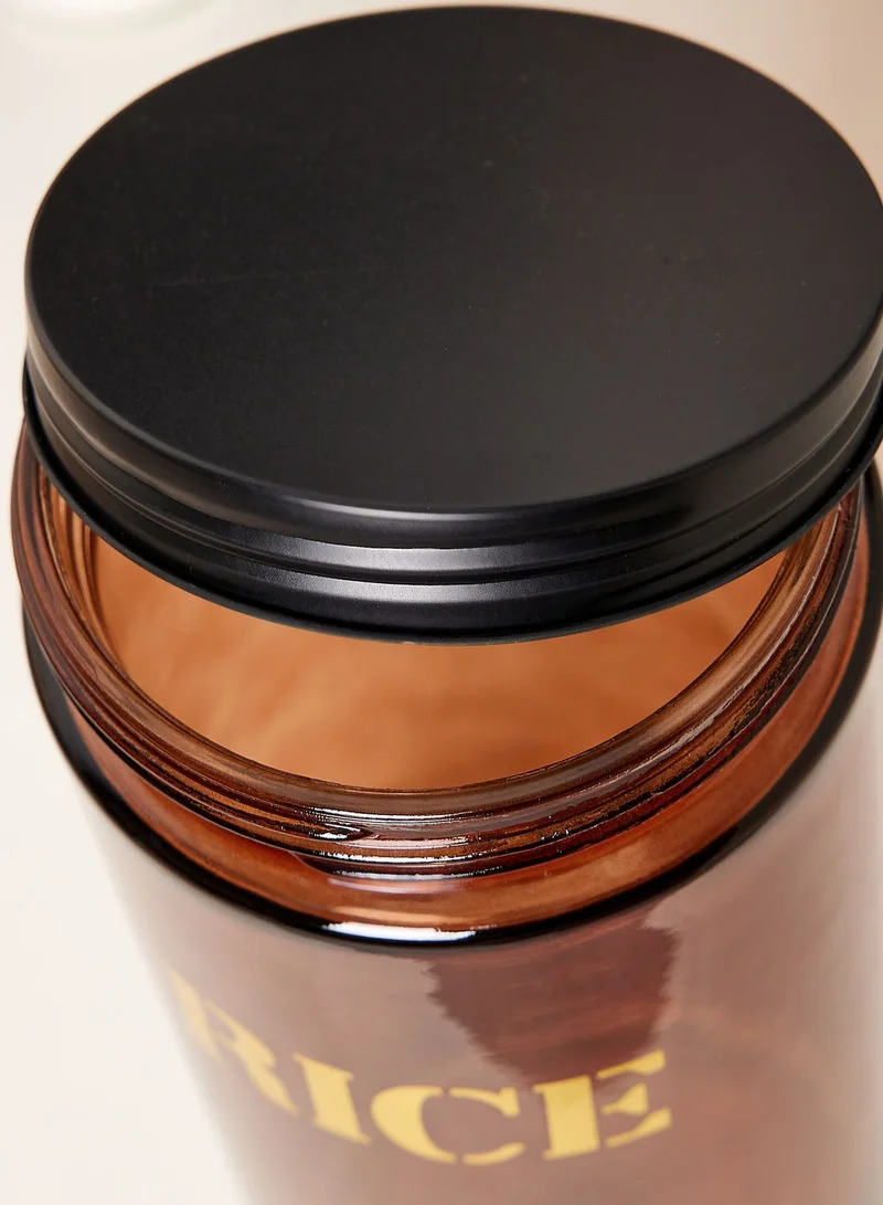 Noire Edit 27.5Cm Glass Storage Jar 'Rice' - Vintage Amber Gold