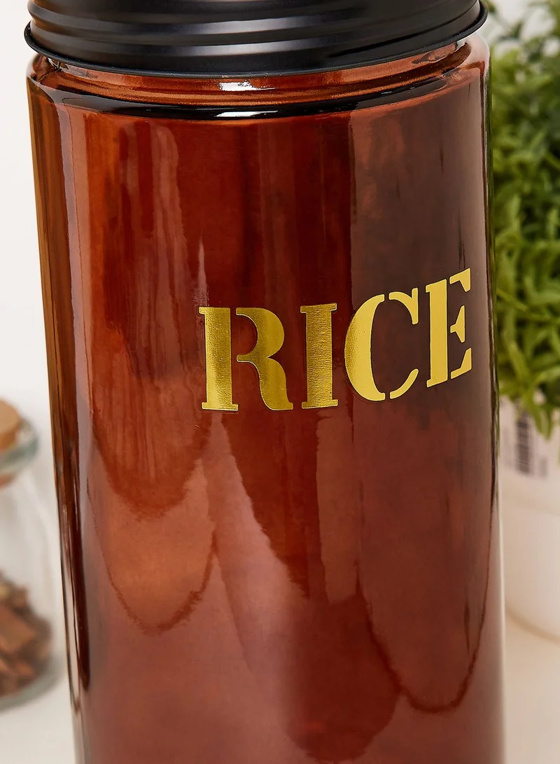 Noire Edit 27.5Cm Glass Storage Jar 'Rice' - Vintage Amber Gold
