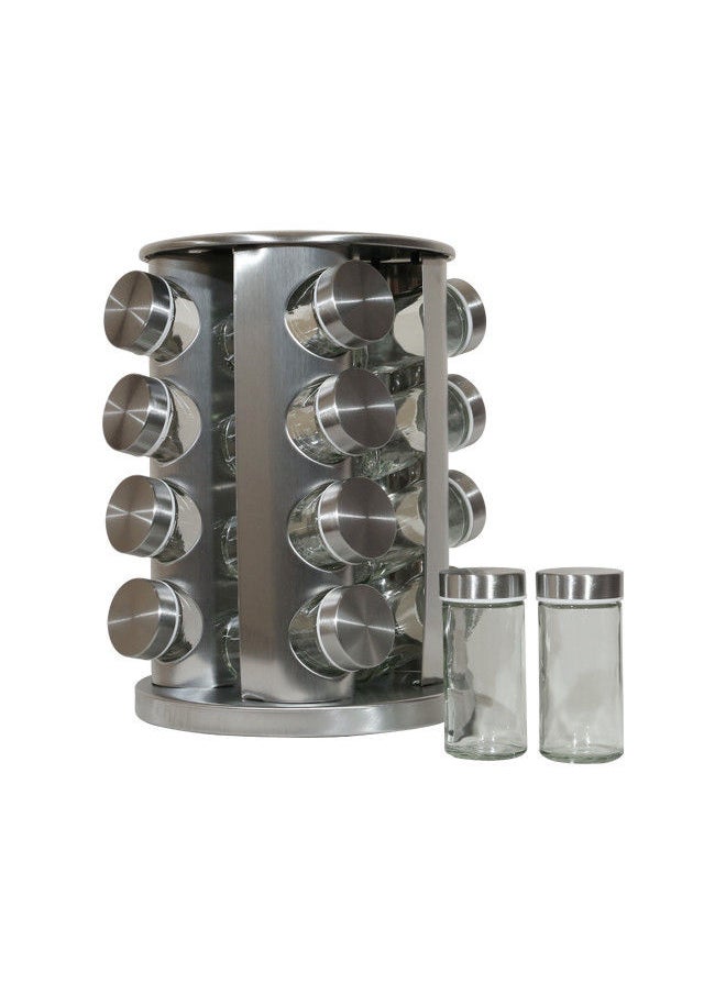 Rahalife - Stainless Steel Rotating Spice Rack Set -16 Spice Jars|Spices Organiser|Spice Carousel|Spice Containers Organizer Holder Set|Revolving Spice Rack Set - Image 1