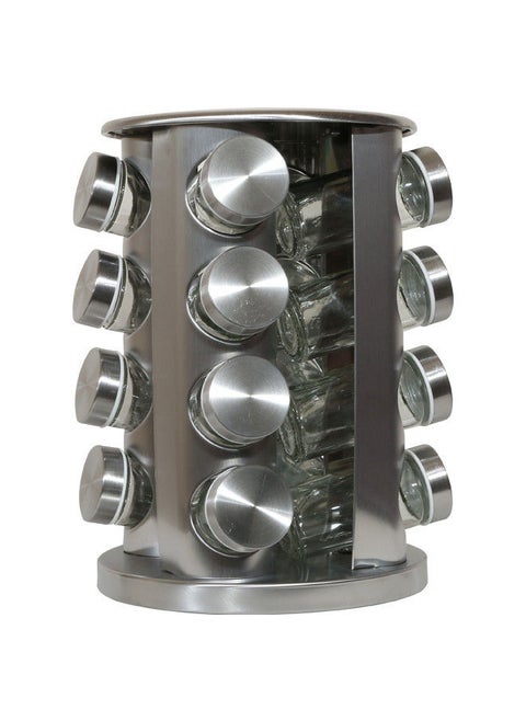 Stainless Steel Rotating Spice Rack Set -16 Spice Jars|Spices Organiser|Spice Carousel|Spice Containers Organizer Holder Set|Revolving Spice Rack Set