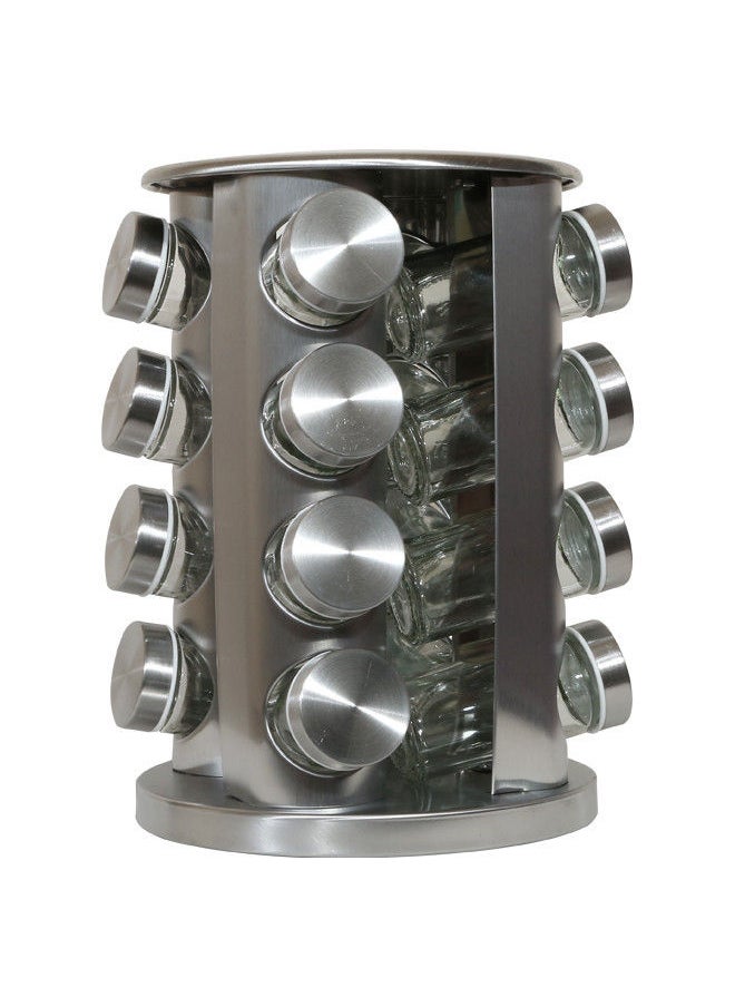 Rahalife - Stainless Steel Rotating Spice Rack Set -16 Spice Jars|Spices Organiser|Spice Carousel|Spice Containers Organizer Holder Set|Revolving Spice Rack Set - Image 1
