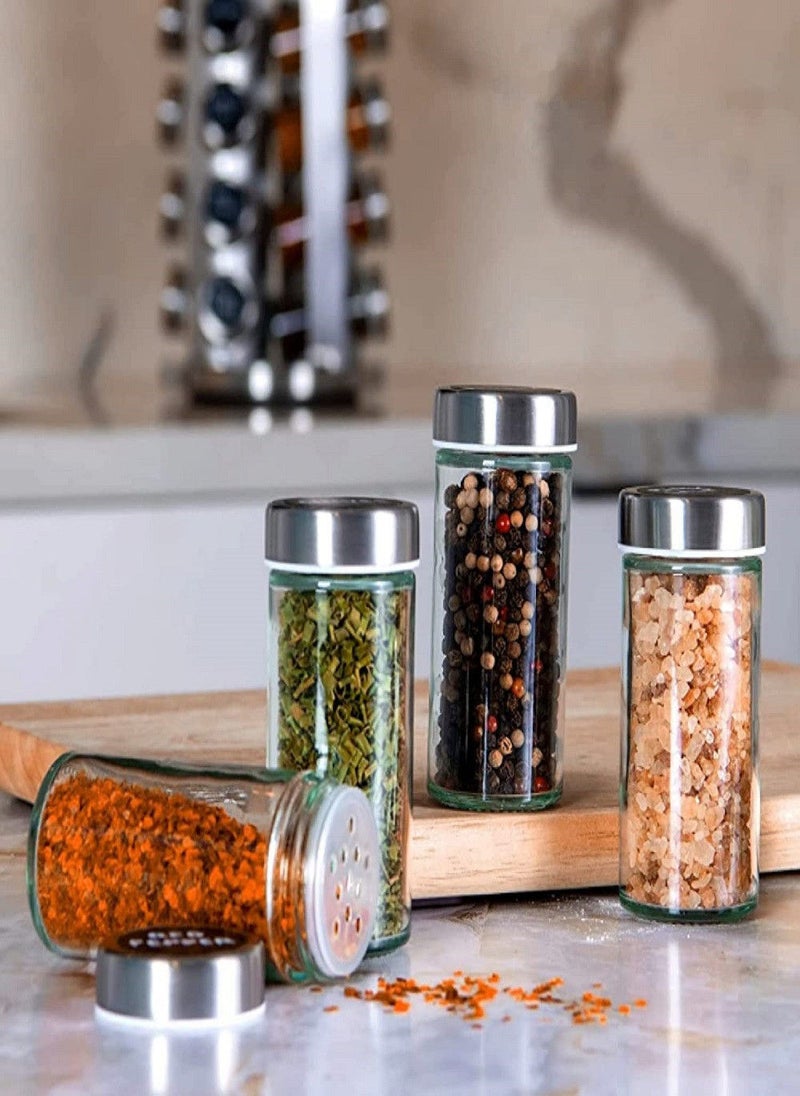 Rahalife - Stainless Steel Rotating Spice Rack Set -16 Spice Jars|Spices Organiser|Spice Carousel|Spice Containers Organizer Holder Set|Revolving Spice Rack Set - Image 1