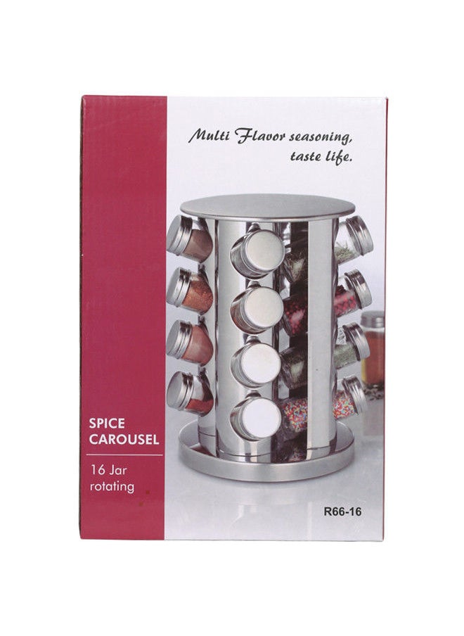 Rahalife - Stainless Steel Rotating Spice Rack Set -16 Spice Jars|Spices Organiser|Spice Carousel|Spice Containers Organizer Holder Set|Revolving Spice Rack Set - Image 1