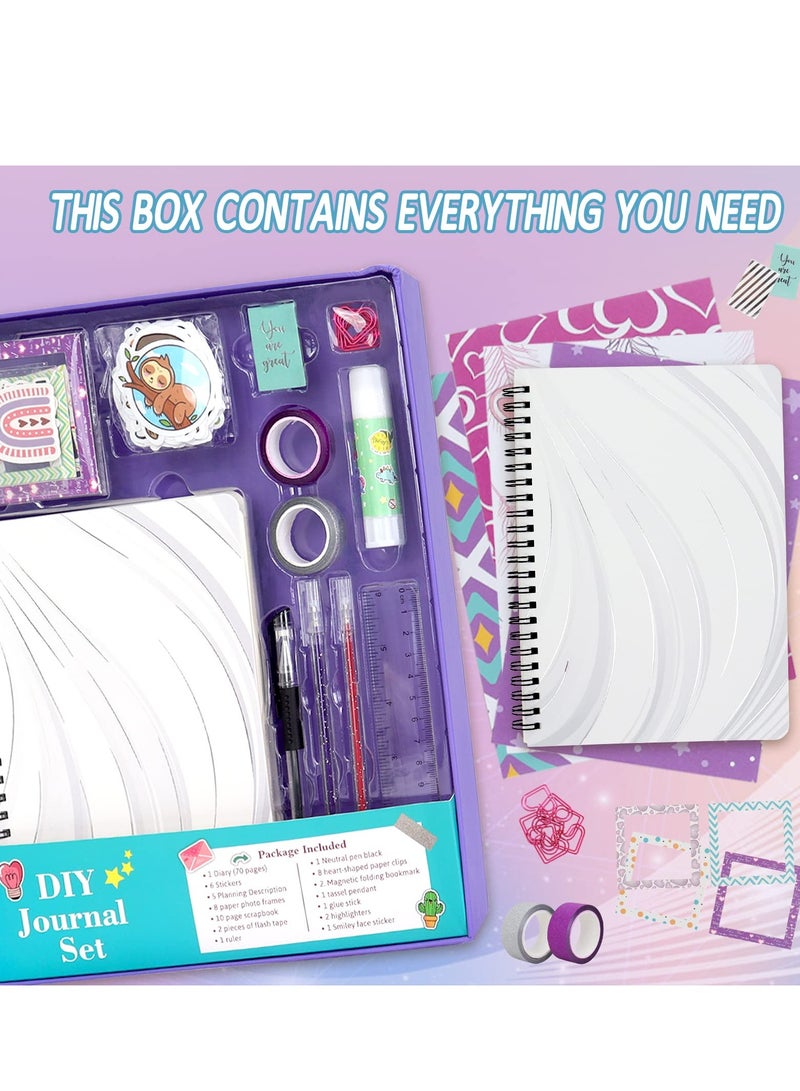 SYOSI DIY Journal Kit for Girls - Great Gift for Girls Ages 8 9 10 11 12 13 14 Year Old - Cool Birthday Gifts Ideas for Teen Age Girls - Crafts Stuff for Tween - Scrapbook & Diary Supplies Set - Image 4