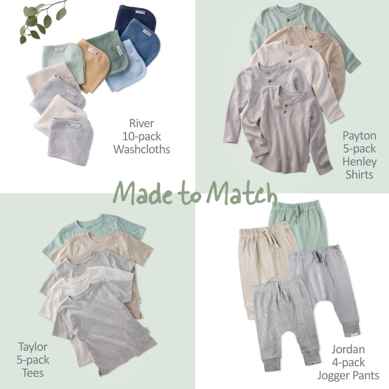 Butterblu Jordan 4-Pack Jogger Pants 100% Organic Cotton Bottoms for Boys & Girls, Seafoam, Newborn - Image 3