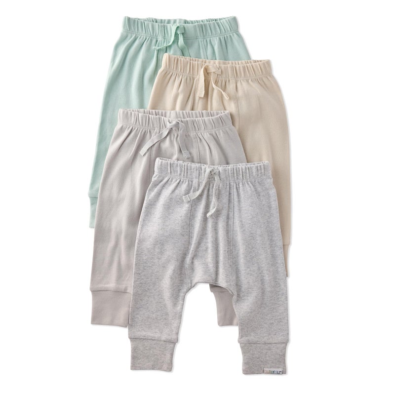 Butterblu Jordan 4-Pack Jogger Pants 100% Organic Cotton Bottoms for Boys & Girls, Seafoam, Newborn - Image 1