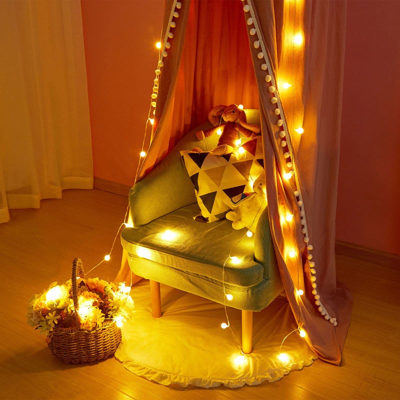LOAOL Bed Canopy with Pom Pom for Kids Crib Baby Girl Netting Cover Canopy Crib Curtain Reading Nook Hanging Tent Nursery Play Game Castle Room Decoration (Pink) - Image 4